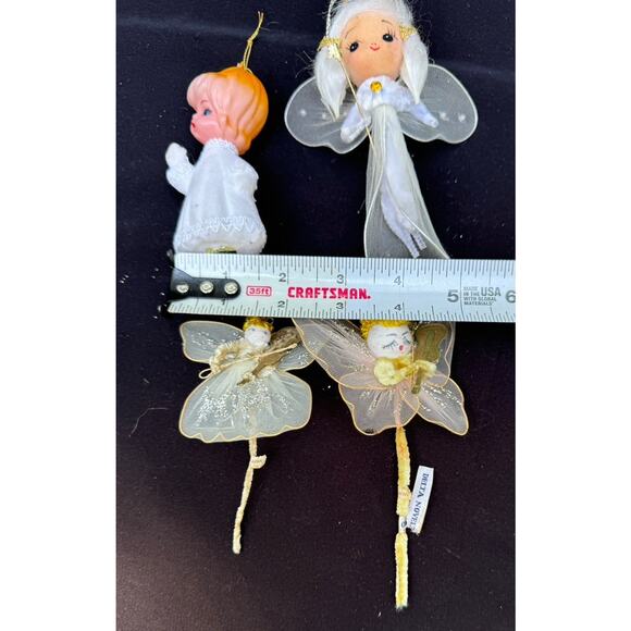 4 Vtg MCM Tulle Chenille Spun Cotton & Plastic Christmas Angels Pipe Cleaner -C2 - Picture 7 of 11